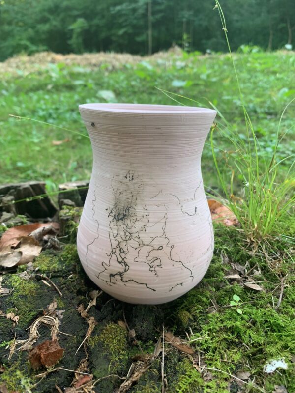 Pink raku horsehair vase