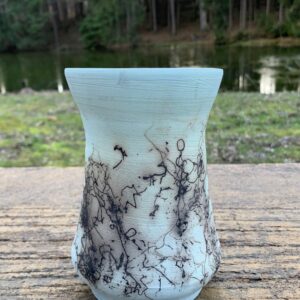Blue clay raku vase