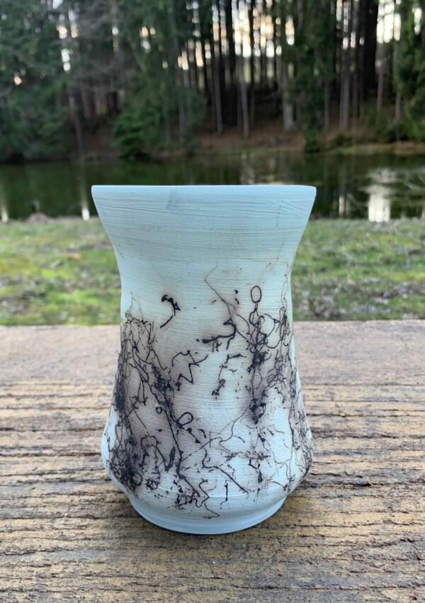 Blue clay raku vase